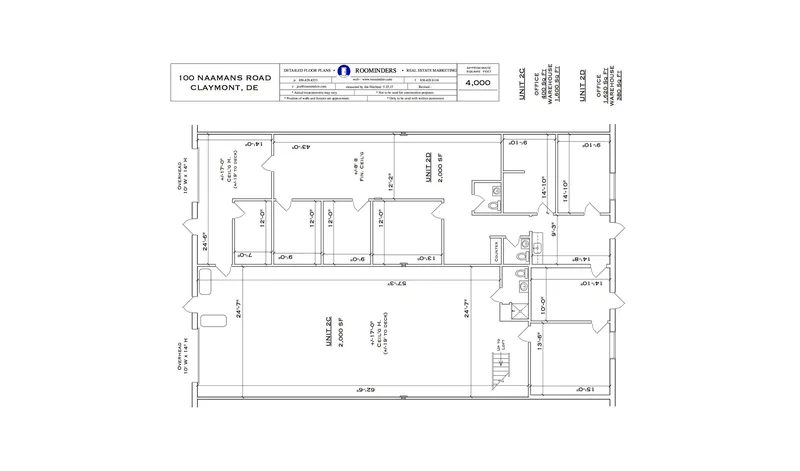 Flex warehouse plan showing two units with office and warehouse square footage